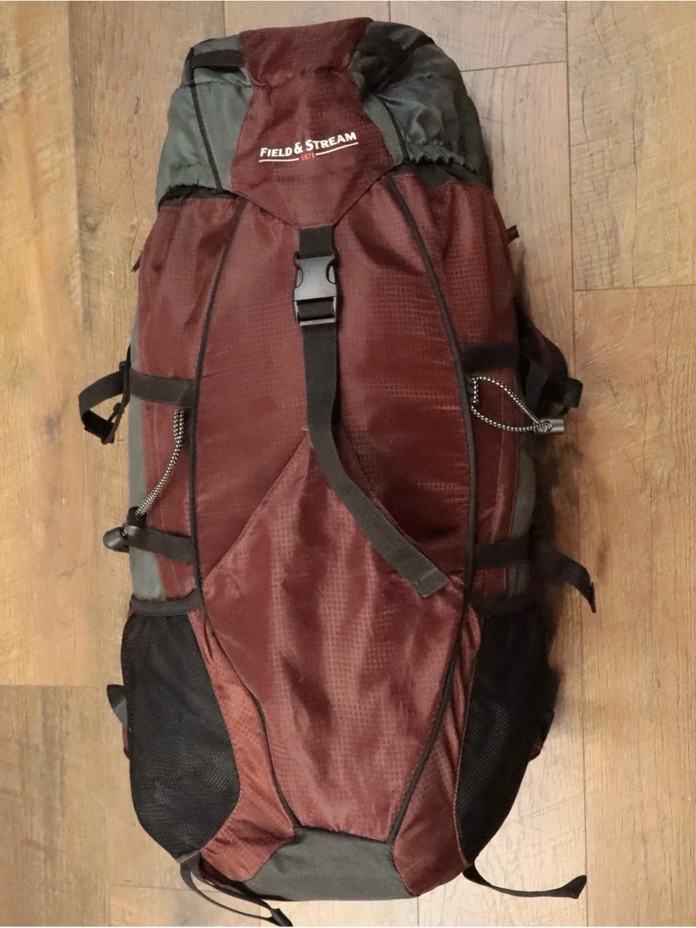 Field & Stream 1871 Large  45L Internal Frame Hiking Backpack - Maroon/Dark Gray